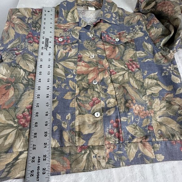 Norm Thompson Womens Tapestry Multicolor Floral Button Front Jacket Large Casual - Picture 7 of 7